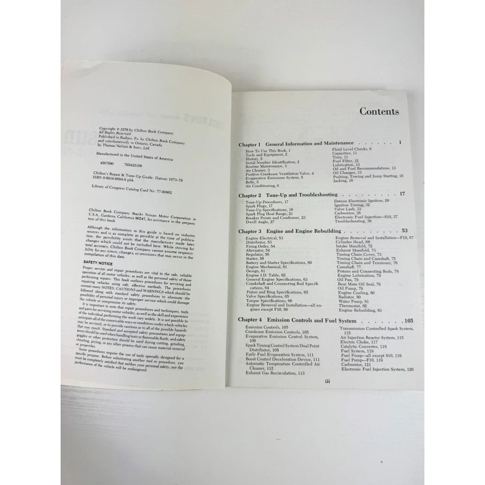 Chilton Datsun 1973-1978 Repair Tune Up Guide Manual Vintage 510 610 710‎  200SX
